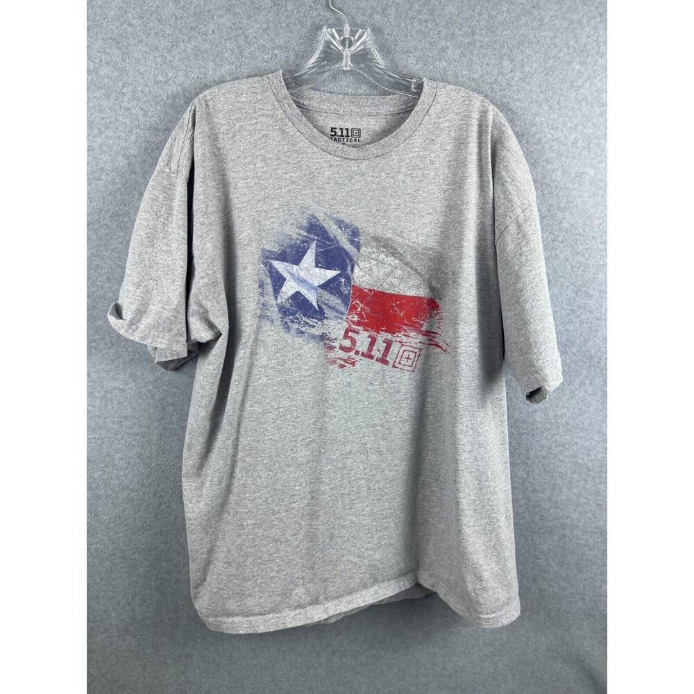 5.11 Tactical American Flag Shirt Men's XL Gray Short Sleeve Patriotic Tee